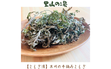 里山の草木の癒しセット【春よもぎと小豆のピロー／里山の湯4P】［No.357］