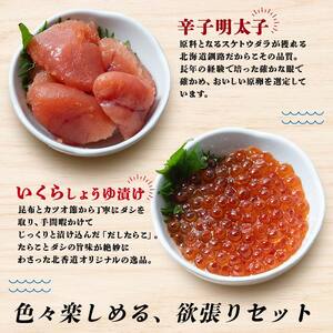 特選いくら たらこ3種 食べ比べセット 各80g タラコ 鱈子 めんたいこ 海鮮 魚介類 甘口たらこ 無着色だしたらこ 辛子明太子 いくら 魚卵 ごはんのお供 白米 グルメ 北海道 F4F-8194