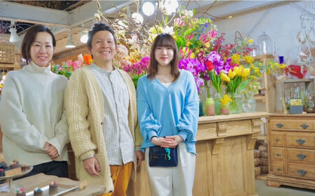 【6回定期便】生花花束 ブーケM初回花瓶付 【株式会社tomoni】 [ATCG023]