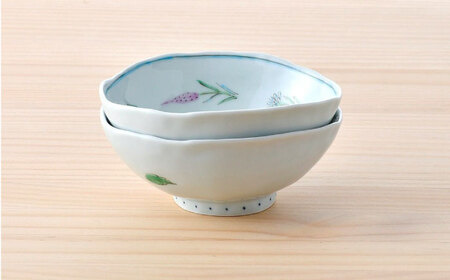 【波佐見焼】野の花 小丼 2点セット 食器 皿 茶碗 小鉢【藍水】[GB45] 波佐見焼