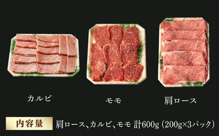和牛 バーベキュー セット 肩ロース カルビ モモ 計600g (200g×3) 長崎和牛 【夢ファームシュシュ】 [WF22] 肉 牛肉 ロース もも 焼肉 BBQ