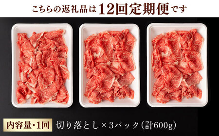 【第12回定期便】【訳あり】 切り落とし 600g 長崎和牛 黒毛和牛  【夢ファームシュシュ】 [WF37] 肉 牛肉 しゃぶしゃぶ すき焼き 訳アリ ワケあり 定期便