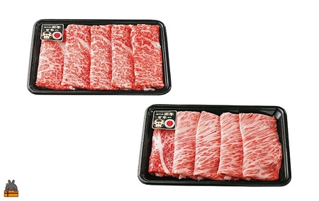  《和牛日本一獲得》5等級 これが!!鹿児島黒牛 2種の霜降りを食べ比べる「すき焼き」（リブロース300g＆カタロース300g) ( 5等級 黒牛 黒毛和牛 牛肉 日本一 全国和牛能力共進会 徳之島 奄美 鹿児島 すき焼き しゃぶしゃぶ スライス 肉汁 霜降り 食べ比べ オススメ プレミアム JA食肉かごしま )