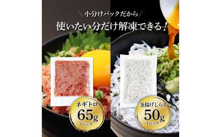 訳あり高知県産釜揚げしらす（8P）と天然マグロのタタキ丼（6P）セット