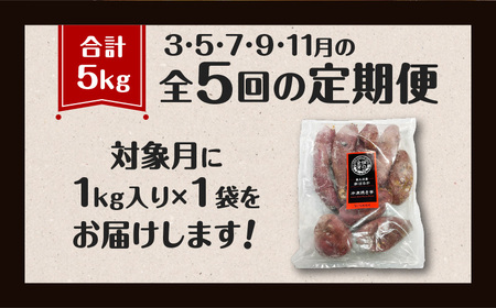 焼き芋 紅はるか 全5回定期便 1kg  【畑の金貨】 K181-T01 冷凍