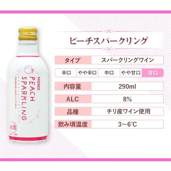 デラウェアスパークリング缶ワイン、ピーチスパークリング缶ワイン10本セット（2種×各5本