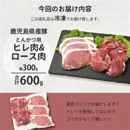 鹿児島県産豚 とんかつ用 ロース ヒレ 2種セット 豚ロース 豚ヒレ トンカツ A6-179_肉  豚肉 _【配送不可地域：離島】【1166399】