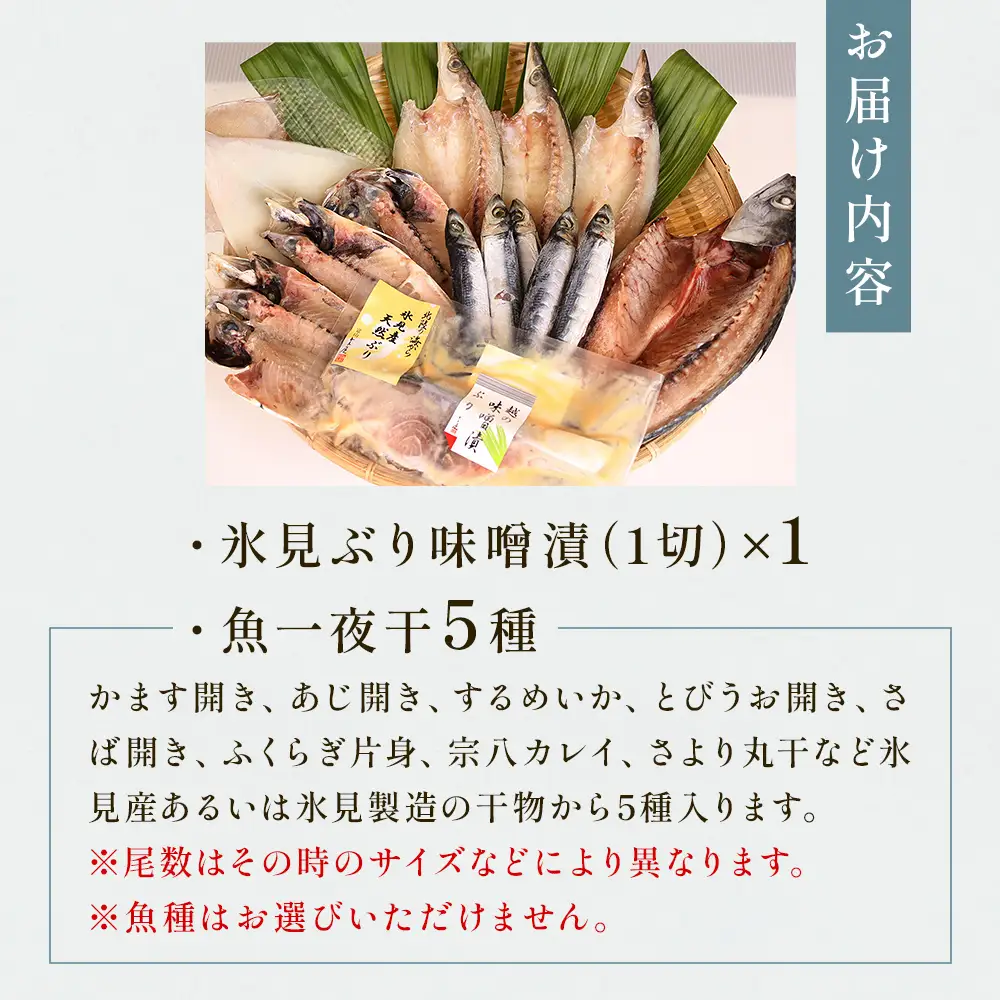 氷見 堀与おすすめ一夜干5種と氷見鰤味噌漬け 富山県 氷見市 干物 詰め合わせ 食べ比べ セット ブリ ぶり 切り身　