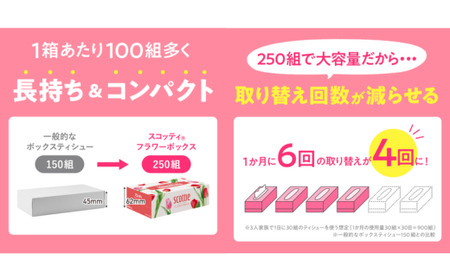 ティッシュ スコッティ フラワーボックス 250組 60箱 5箱×12ﾊﾟｯｸ