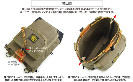 VanNuys セミフラップフロントポケット付き ウエストオープンツールバッグ  多機能 収納多数 メンズウエストバッグ  メンズヒップバッグ 帆布 バンナイズ ファッション カバン  グリーン