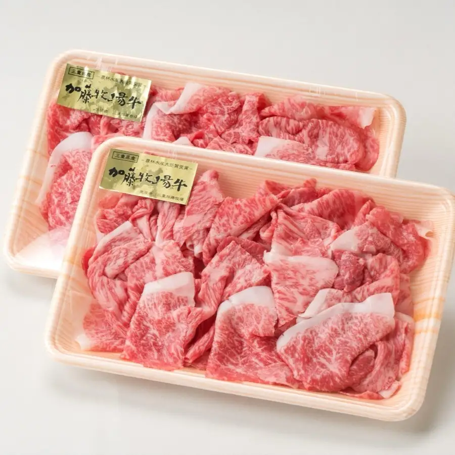 松阪牛の品評会で最優秀賞受賞歴のある 加藤牧場の黒毛和牛赤身（モモ/カタ）切り落とし400g(200g×2P)/牛肉 国産牛 国産 和牛 大容量 冷凍便 年末年始 お正月 黒毛和牛 モモ カタ モモ肉 肩肉 肉 上質 家族 焼肉 しゃぶしゃぶ すき焼き 鍋 おいしい 美味しい 人気 おすすめ 三重県 四日市市 ふるさと納税