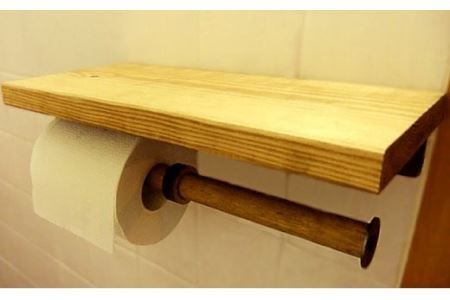無垢材 トイレットペーパーホルダー ダブル [0887]