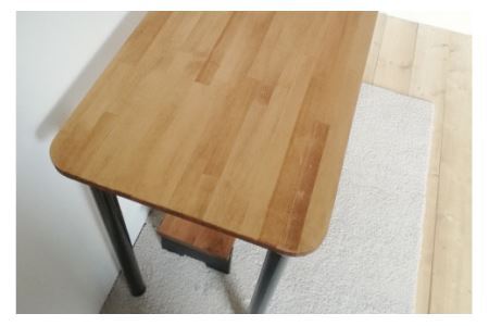 天然木使用 まる角のデスク ナチュラル(900×450) [0944]