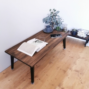 天然木 折りたたみ ローテーブル ダークブラウン 90×45cm 1台 完成品 [2491]