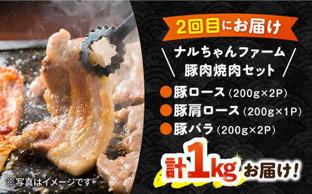 【2回定期便】長崎和牛＆豚肉焼肉コース 総量1.6kg / 牛肉 モモ もも ロース ろーす 肩ロース カルビ かるび 豚肉 豚肉 豚ロース 豚バラ バラ ばら 焼肉 焼き肉 小分け 牛肉定期便 / 大村市 / おおむら夢ファームシュシュ[ACAA066]
