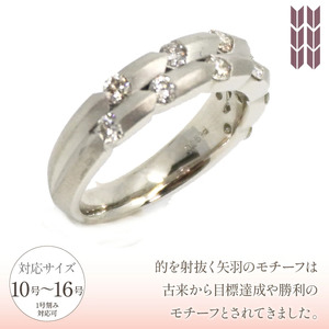 プラチナ　矢羽根　ダイヤ　0.6ｃｔ　リング　管理番号160934　×1本 218-019