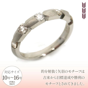 プラチナ　矢羽根　ダイヤ　0.5ｃｔ　リング　管理番号160933　×1本 218-020