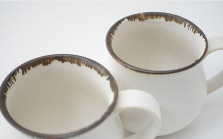 【波佐見焼】Folk Design 渕錆白マット ペア アロママグ 食器【玉有】[IE41] 波佐見焼