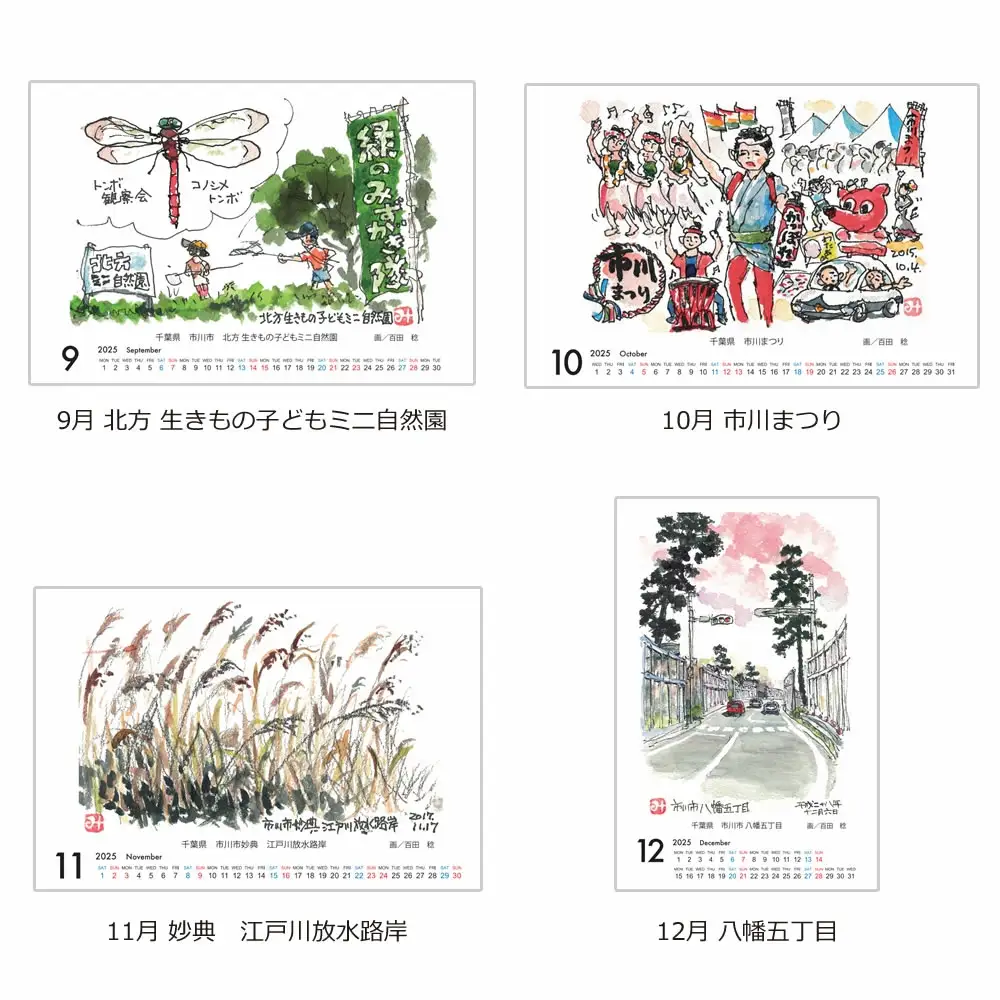 2025年度（令和七年）版 いちかわらぶ 絵葉書カレンダー 百田稔　【12203-0147】
