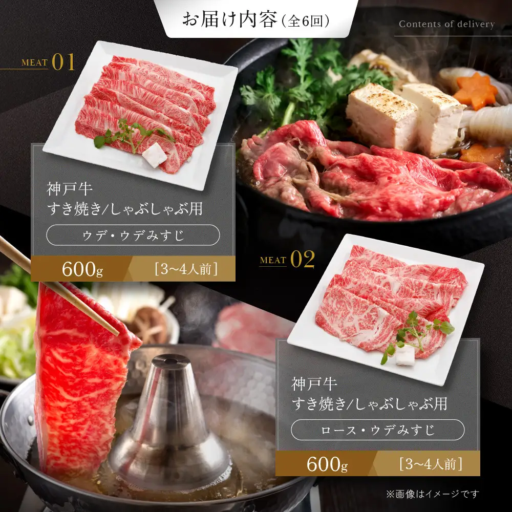 お届け日が自由に選べる！神戸牛定期便（6回コース）