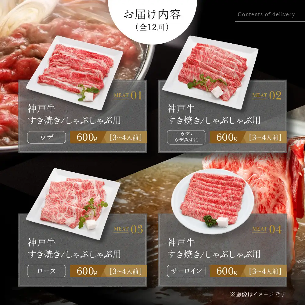 お届け日が自由に選べる！神戸牛定期便（12回コース）