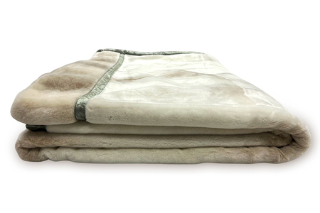 洗える ボリューム満点 マイヤー衿付合わせ毛布 シングルサイズ(約140×200cm) MS-152 ベージュ [4495]