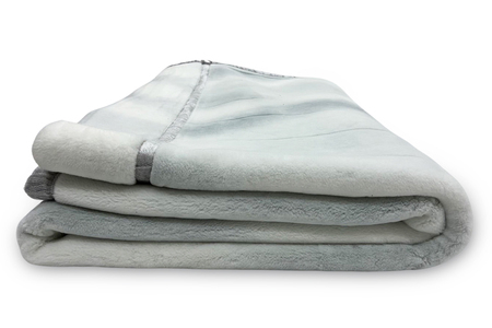 洗える ボリューム満点 マイヤー衿付合わせ毛布 シングルサイズ(約140×200cm) MS-152 グレー [4496]