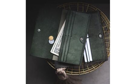 長財布（ne) ファッション小物 イタリアンオイルレザー  グレージュ
