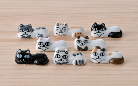 【陶器市特集】【波佐見焼】にゃんこの箸置き ８種 カトラリー【大新窯】[DC152] 波佐見焼