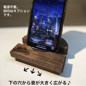 スマホ スタンド 木製 スピーカー くぼみ有りフリックスムーズ　ipadminiも可能 mi0037-0035