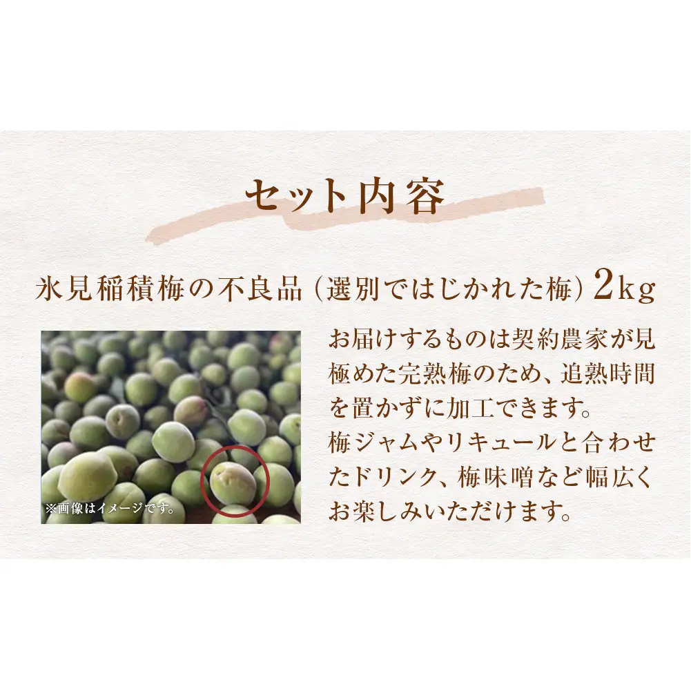 【訳あり】【先行予約】MOTTAINAI 氷見稲積梅 2kg ＜2026年6月下旬発送予定＞ | 生梅