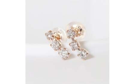 K18 0.20ct グラデーションラインピアス  山梨 ダイヤモンド ゴールドピアス ジュエリー アクセサリー K18 イエローゴールド ピンクゴールド レディース ダイヤ0.10ct×2 カラット ダイヤモンド 山梨県 甲斐市 BQ-45
