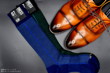 OLENO DRESS SOCKS 「NOBLE ソックス」 2足セット 24～26cm  オリジナルバック付（千鳥格子/ブラウン 千鳥格子/ブルー）///ビジネス スーツ オフィス おしゃれ コンサバ 洗練 紳士 メンズ 男性 靴下くつした 足元 かっこいい シンプル カジュアル 日本製 奈良県 広陵町