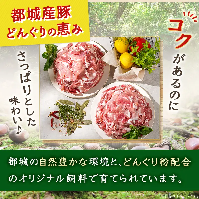 「どんぐりの恵み豚」こま切れ3.6kg〔MJ-1115〕_(都城市) 都城産 こま切れ どんぐりの恵み豚 どんぐり粉 コプラフレーク こだわり 「コク」「サッパリ」野菜炒め 豚汁 豚肉 コク サッパリ