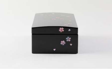 長角小箱 桜（貝入）黒 雑貨 日用品 工芸品  FAD-1223