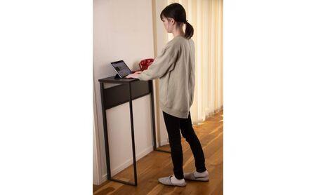 【＆FREL】U3ハイテーブル0935 天板ダークウォルナット 幅90 奥行35 高さ100【ホワイト】 国産家具 組立簡単 ※離島への配送不可