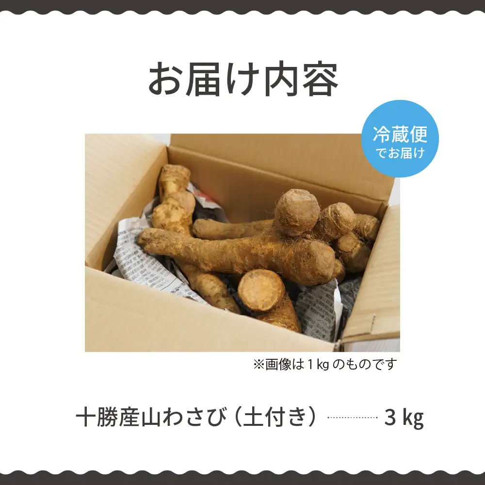 北海道芽室町 十勝産山わさび（土付き3kg）北海道芽室町 十勝産山わさび（土付き1kg）ワサビ わさび 生わさび 生 西洋わさび 新鮮 薬味 調味料 産地直送 お取り寄せ グルメ 北海道 十勝 芽室町me064-002c