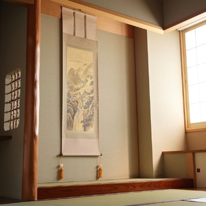 掛け軸「瑞祥双神山水図」今井玲豊 尺五立 サイズ：190×54.5cm 掛け軸 年中掛け 常用 [1458]