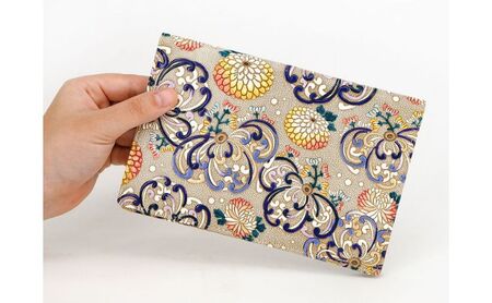 【文庫屋大関】パーソナルホルダー　乱菊＜青紫＞【皮革工芸品】 民芸品 雑貨 日用品 菊柄 菊デザイン モダン 