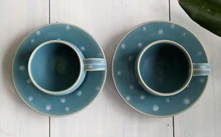 アトリエ九禅 マリンスノー カップ＆ソーサー 2客セット[ZC441]