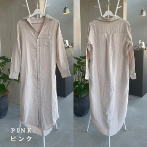 播州織レディース ワンピース RP003【ピンク・Mサイズ】「You are already perfect?」（66-21）