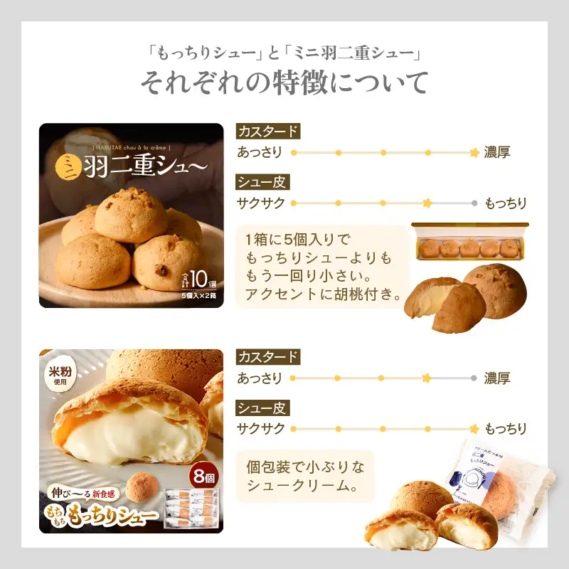 福井の銘菓を洋菓子で味わう 「ミニ羽二重シュー」 5個入り × 2箱セット [A-08202]