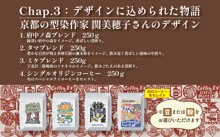 COFFEA EXLIBRIS スペシャルティコーヒー 250ｇ×4種セット【コーヒー粉】