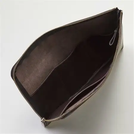 【申込受付後 生産】ジャパンレザー　本革クラッチバッグ(ダークブラウン)　本格牛革使用【1444695】