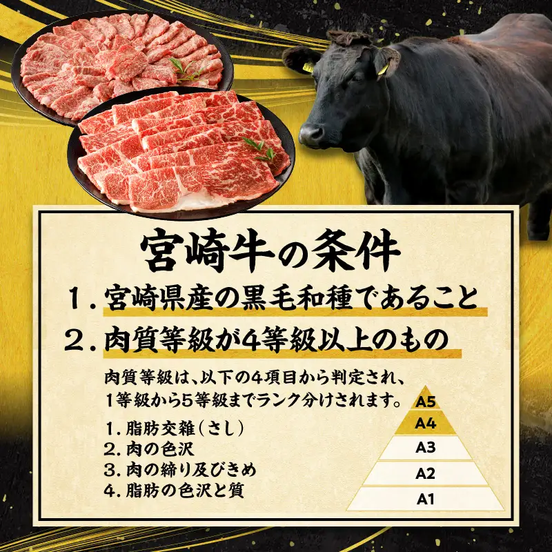 宮崎牛 バラエティー定期便 全4回 カルビ焼肉 切り落とし ミンチ