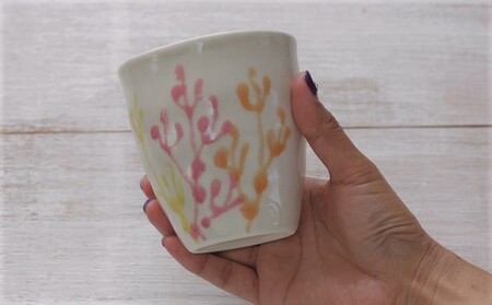 【datta.沖縄南の島陶芸工房】珊瑚タンブラー 紅掛空色x純白（ペアセット）