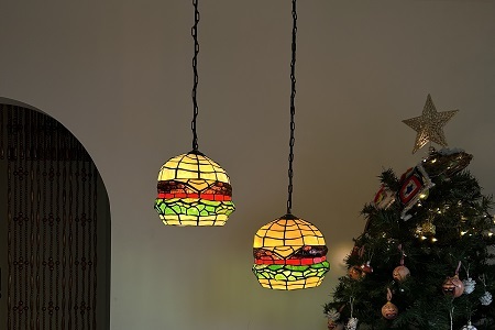 ステンドグラス ランプ 《 バーガータイプ 》 照明器具一式 インテリア 立体 LED ステンドグラスフィギュア [612JL001]