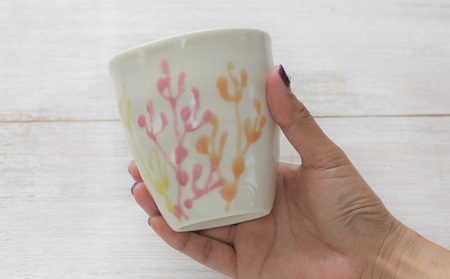 【datta.沖縄南の島陶芸工房】珊瑚タンブラー 青色x純白（ペアセット）