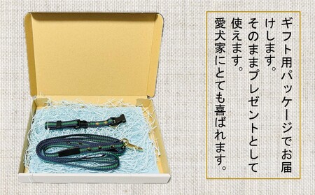 チワワ用カラー（首輪）＆リード(カラー：紺・緑・紺)【001-013】