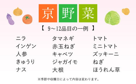 ＜3ヵ月定期便＞鮮度抜群「京野菜」9～12品目詰合せ(毎月×3回) ふるさと納税 福知山市 京野菜 野菜 新鮮 詰合せ 定期便 3か月 【fc-CM007】【ふくこめoffice】